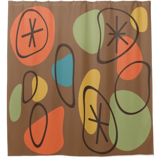 Retro Abstract Art Rocks Veelkleurige Donker Douchegordijn (Voorkant)