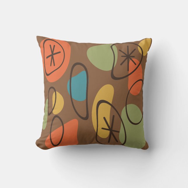 Retro Abstract Art Rocks Veelkleurige Donker Kussen (Voorkant)
