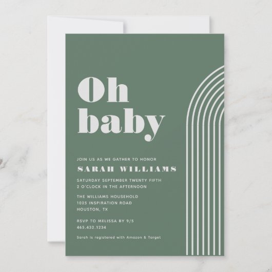 Retro Abstract Baby shower | Uitnodiging (Voorkant)