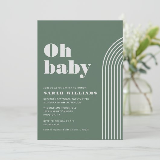 Retro Abstract Baby shower | Uitnodiging (Staand voorkant)