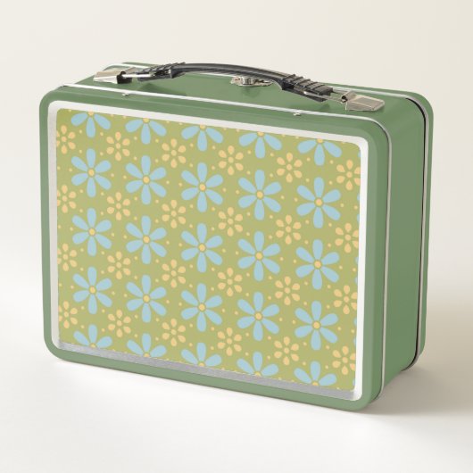 Retro Abstract blauw en Geel Bloemen Patroon (Achterkant)