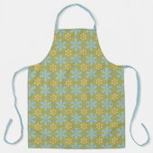 Retro Abstract blauw en Geel Bloemen Patroon Schort (Voorkant)