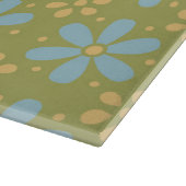 Retro Abstract blauw en Geel Bloemen Patroon Snijplank (Hoek)
