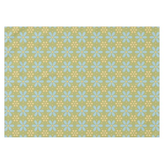 Retro Abstract blauw en Geel Bloemen Patroon Tafelkleed (Voorkant (Horizontaal))