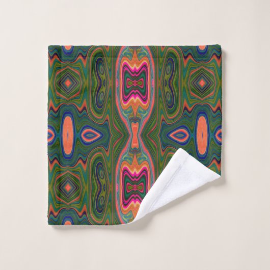 Retro Abstract blauw, groen en Oranje patroon Bad Handdoek (Wasdoekje)