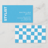 Retro Abstract blauw whitcheckboard Visitekaartje (Voorkant / Achterkant)