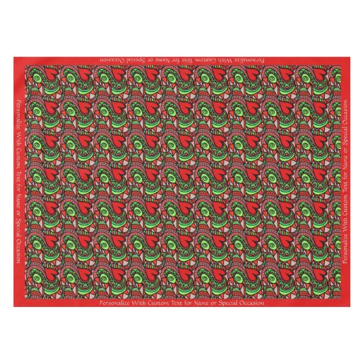 Retro Abstract Doodle Red Hearts Romantic Pattern Tafelkleed (Voorkant (Horizontaal))