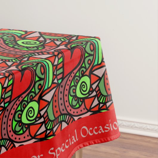 Retro Abstract Doodle Red Hearts Romantic Pattern Tafelkleed (Voorbeeld)