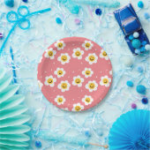 Retro Abstract Funky 60s Emoji Daisy Pattern Papieren Bordje (Feest)