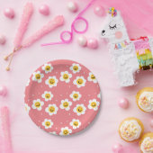 Retro Abstract Funky 60s Emoji Daisy Pattern Papieren Bordje (Feest)