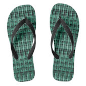 Retro abstract gecheckt vlakpatroon groen zwart teenslippers (Voetbed)