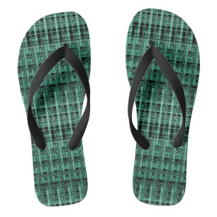 Retro abstract gecheckt vlakpatroon groen zwart teenslippers