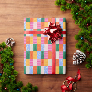 Retro abstract geometrisch ontwerp in patchwork st cadeaupapier