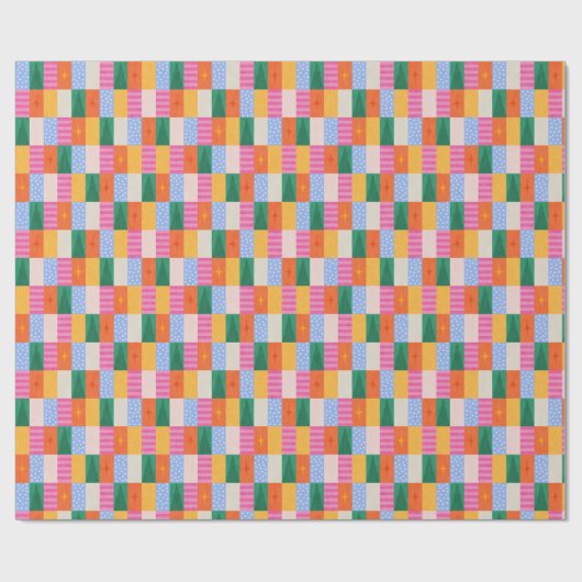 Retro abstract geometrisch ontwerp in patchwork st cadeaupapier (Vlak)