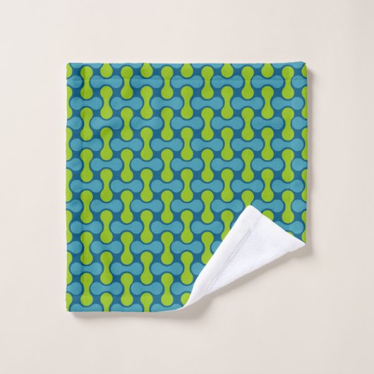 Retro Abstract geometrisch patroon in blauw en gro Bad Handdoek (Wasdoekje)