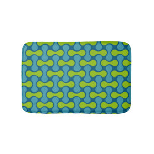 Retro Abstract geometrisch patroon in blauw en gro Badmat