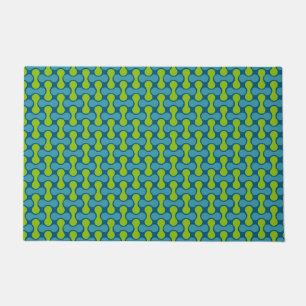 Retro Abstract geometrisch patroon in blauw en gro Deurmat