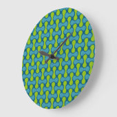 Retro Abstract geometrisch patroon in blauw en gro Grote Klok (Hoek)