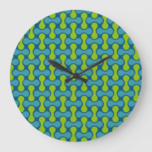 Retro Abstract geometrisch patroon in blauw en gro Grote Klok