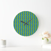 Retro Abstract geometrisch patroon in blauw en gro Grote Klok (Huis)