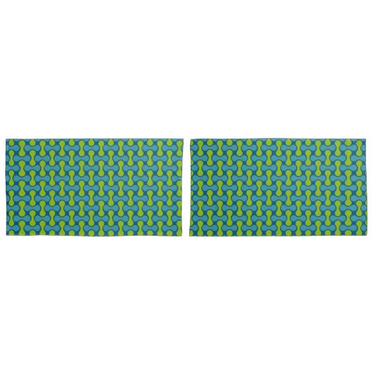 Retro Abstract geometrisch patroon in blauw en gro Kussensloop (Voorkant-Set)