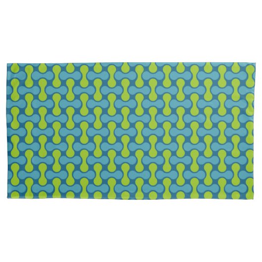 Retro Abstract geometrisch patroon in blauw en gro Kussensloop (Voorkant-Links)