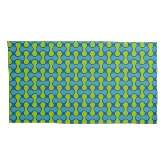 Retro Abstract geometrisch patroon in blauw en gro Kussensloop (Achterkant-Rechts)