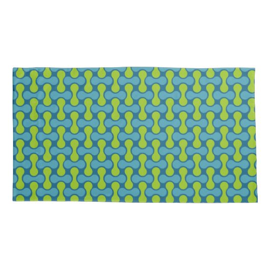 Retro Abstract geometrisch patroon in blauw en gro Kussensloop (Achterkant-Links)