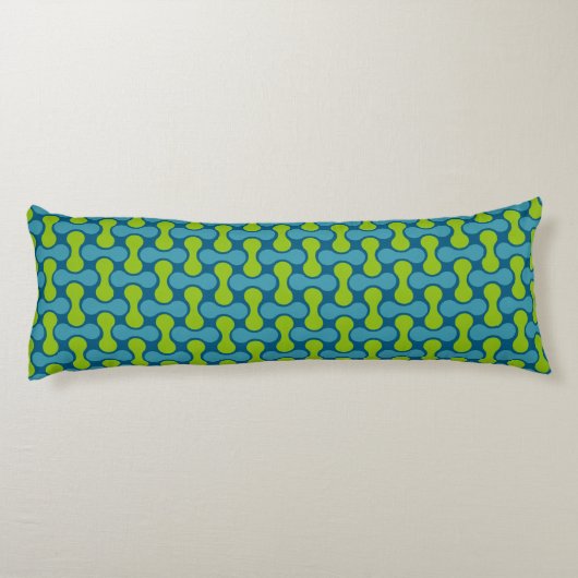 Retro Abstract geometrisch patroon in blauw en gro Lichaamskussen (Achterkant)