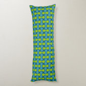 Retro Abstract geometrisch patroon in blauw en gro Lichaamskussen (Achterkant (Verticaal))