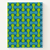 Retro Abstract geometrisch patroon in blauw en gro Notitieboek (Achterkant)