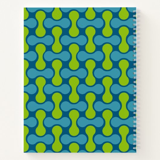 Retro Abstract geometrisch patroon in blauw en gro Notitieboek (Achterkant)