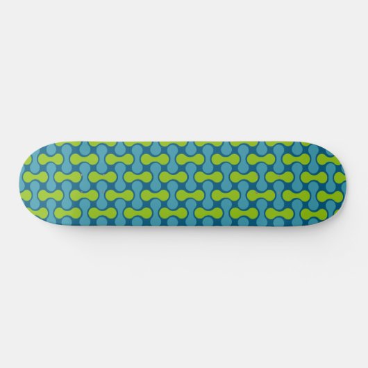 Retro Abstract geometrisch patroon in blauw en gro Skateboard (Horizontaal)