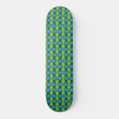 Retro Abstract geometrisch patroon in blauw en gro Skateboard (Voorkant)