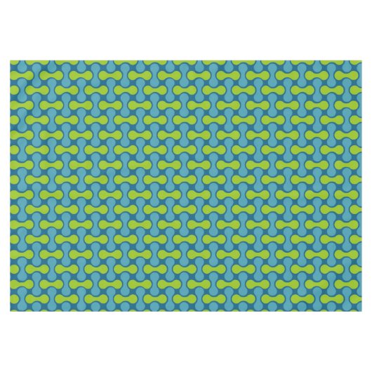 Retro Abstract geometrisch patroon in blauw en gro Tafelkleed (Voorkant (Horizontaal))
