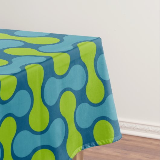 Retro Abstract geometrisch patroon in blauw en gro Tafelkleed (Voorbeeld)