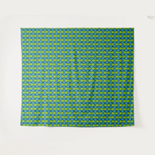 Retro Abstract geometrisch patroon in blauw en gro Wandkleed (Voorkant (horizontaal))