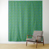 Retro Abstract geometrisch patroon in blauw en gro Wandkleed (In situ)