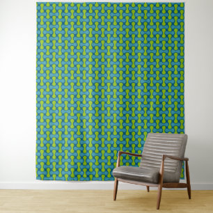 Retro Abstract geometrisch patroon in blauw en gro Wandkleed