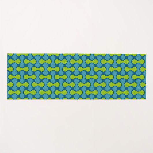 Retro Abstract geometrisch patroon in blauw en gro Yogamat (Voorkant (horizontaal))