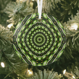 Retro Abstract groen patroon Glas Ornament
