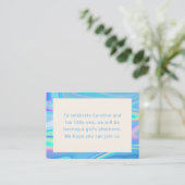 Retro Abstract Iridescent Blue Unique Baby shower Informatiekaartje (Staand voorkant)