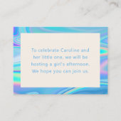 Retro Abstract Iridescent Blue Unique Baby shower Informatiekaartje (Voorkant)