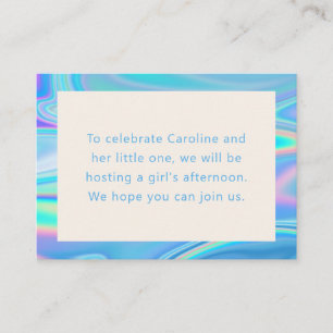 Retro Abstract Iridescent Blue Unique Baby shower Informatiekaartje