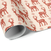 Retro Abstract Kerst Herten Patroon Cadeaupapier (Rol Hoek)