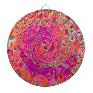 Retro Abstract Koraal en Paarse Marmer Werveling Dartbord