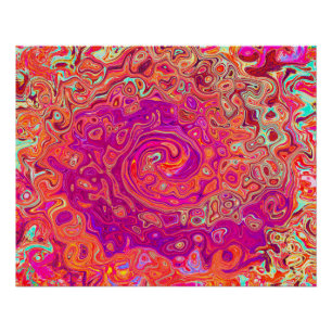 Retro Abstract Koraal en Paarse Marmer Werveling Perfect Poster