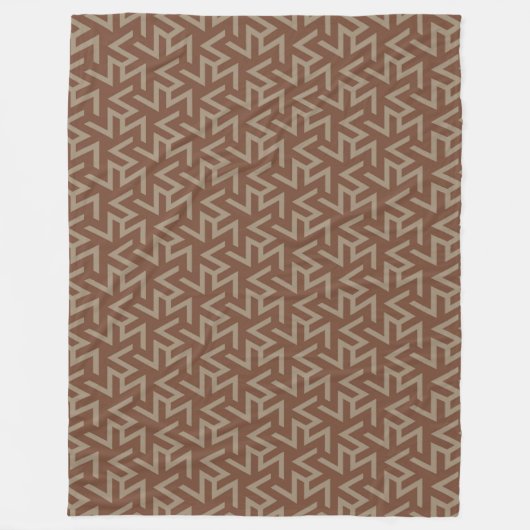 Retro Abstract Mid-Century Modern Patroon in Brown Fleece Deken (Voorkant)