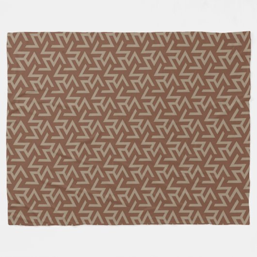 Retro Abstract Mid-Century Modern Patroon in Brown Fleece Deken (Voorkant (Horizontaal))