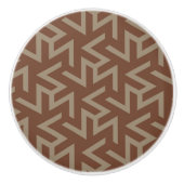 Retro Abstract Mid-Century Modern Patroon in Brown Keramische Knop (Voorkant)